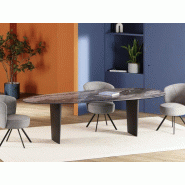 Table de réunion ovale Londres avec plateau céramique forme organique
