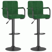 Tabourets de bar lot de 2 vert foncé velours Modèle Aero Panorama Élégance - 334662