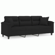 VidaXL Canapé 3 places avec oreillers noir 180 cm tissu microfibre Modèle Vega Master Core - 3200980