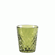 Zafferano Tumbler Balloton Vert Pomme Lot de 6 Verres en Verre Soufflé à la Main avec Texture en Relief Artisanale Élégante et Résistante 35cl -