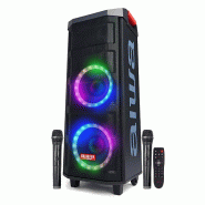 AIWA KBTUS-710-MKII Enceinte Karaoké Portable 700W Bluetooth 5.0 TWS 2 Micros VHF Sans Fil Batterie LED RGB - 3666638033642