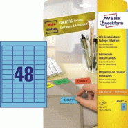 Avery Zweckform 960 étiquettes enlevables Laser bleues, format 45,7 x 21,2mm (20 feuilles A4 / cdt) - L6039-20