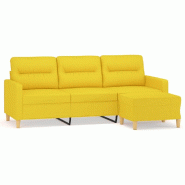 Canapé à 3 places avec repose-pieds Jaune clair 180 cm Tissu Modèle Vega StudioDesk Panorama - 8721012060456