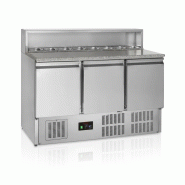 Comptoir à pizza saladette avec marbre 3 portes 400 litres - PGP93