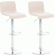 Décoshop26 - Set de 2 tabourets de bar repose-pied confortable en tissu crème et métal chromé 10_0004205 - 3000251982596 Décoshop26 - Set de 2 tabourets de bar repose-pied confortable en tissu crème et métal chromé 10_0004205 - 3000251982596