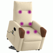 Fauteuil inclinable de massage électrique Crème Tissu Modèle Uverane - 8721158644046