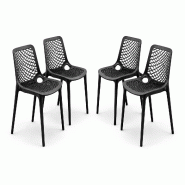 Gasfrit – Chaises empilables en résine avec fibre de verre pour extérieur, bar, restaurant ou cuisine – Design moderne – Noir – Pack de 4 un Gasfrit – Chaises empilables en résine avec fibre de verre pour extérieur, bar, restaurant ou cuisine – Design moderne – Noir – Pack de 4 un