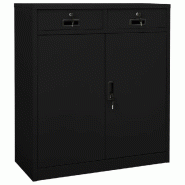 Helloshop26 - Armoire de bureau avec 2 étagères réglables rangement dossiers 90 x 40 x 102 cm en acier noir 02_0046909 - noir acier 3000234493958