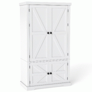 Helloshop26 - Armoire de rangement 77 x 40 x 139 cm grande capacité avec étagères réglables moderne en MDF blanc 20_0020994 - blanc Bois manufactu