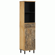Helloshop26 - Armoire de salle de bain 38 x 33 x 160 cm rangement spacieux style rétro en bois massif de manguier 02_0047289 - Bois massif 3000234696