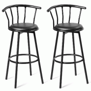 Helloshop26 - Lot de 2 tabourets de bar pivotants 55 x 56 x 101,5 cm confortables et élégants en acier noir 20_0020038 - 3000233273131