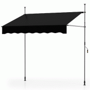 Helloshop26 - Store banne manuel rétractable 200 x 120 x 210-300 cm protection solaire ambiance cosy en polyester noir 20_0013646 - noir aluminium 30