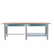 PROREGAL Etabli BUFFALO WOOD avec 2x Tiroir| HxLxP 86,5x210x75cm | Capacité de Charge 1000kg | Gris - gris métal PR_RS157-76