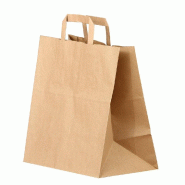 Sac traiteur kraft brun poignées plates 28x17x29cm - par 50