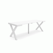 SKRAUT HOME Table console extensible, 220, Pour 10 personnes, Pieds bois massif, Blanc - blanc Bois manufacturé 292_49