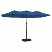 VidaXL Parasol de jardin à double tête bleu azuré 449x265 cm Modèle Titan Vent Élite - 362952