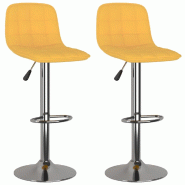 VidaXL Tabourets de bar lot de 2 jaune tissu Modèle Vertex - 333952