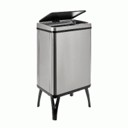 WellHome - Poubelle Intelligente 40L de couleur Grise 35,5x26x71,5cm - Ouverture Automatique/Manuelle - argenté inox WH13688