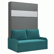 ARMOIRE LIT ESCAMOTABLE BERMUDES SOFA GRIS BANDEAU BLANC CANAPÉ BLEU 140*200 CM