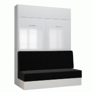 ARMOIRE LIT ESCAMOTABLE DYNAMO SOFA FAÇADE BLANC BRILLANT CANAPÉ ANTHRACITE 140*200 CM