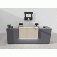 Bureau d'accueil Delta Plus 2 personnes anthracite - Mobel Linea - 204, Oui, Anthracite, Acacia clair_1