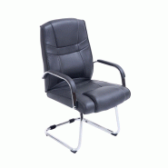 Décoshop26 - Fauteuil de bureau sans roulettes accoudoirs chaise visiteur charge maximale 180 kg en PVC gris cadre en métal 10_0003247 - gris métal
