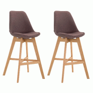 Décoshop26 - Lot de 2 tabouret de bar chaise haute design moderne en tissu marron 10_0001300 - marron 3000683769604