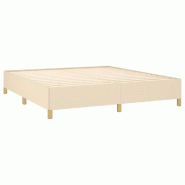 Décoshop26 - Sommier à lattes sur pieds cadre de lit 160x200 cm tissu crème TDL0207260 - beige 3001178588007