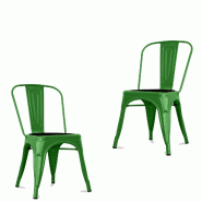 Fleda TRADING Chaise en Métal Style Industriel pour Maison Bar Restaurants Pizzerias avec Coussin en Éco-cuir. Set 2 chaises Couleur VERT - FJ006-2V