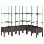 Helloshop26 - Jardinière bac lit surélevé plantes fleurs terrasse jardin avec treillis 160 x 120 x 142,5 cm PP marron 02_0038256 - 3000214187556 Helloshop26 - Jardinière bac lit surélevé plantes fleurs terrasse jardin avec treillis 160 x 120 x 142,5 cm PP marron 02_0038256 - 3000214187556