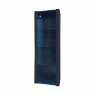 Merax Vitrine noire brillante avec éclairage LED, 3 compartiments en verre, 55*38*166 cm, vitrine, armoire sur pied, armoire de rangement - noir mult
