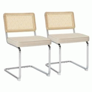 Oviala Business Lot de 2 chaises en acier et velours beige - beige textile 112172 Oviala Business Lot de 2 chaises en acier et velours beige - beige textile 112172