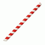 Paille à thé à bulles compostable Fiesta rouge et blanc (lot de 150) - FIESTA COMPOSTABLE - 5050984774553
