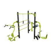 Station Combo 3-10 - barre poignée, TRX, espalier, pull, chest press, leg press Station Combo 3-10 - barre poignée, TRX, espalier, pull, chest press, leg press