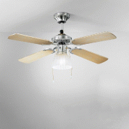 Ventilateur de plafond Perenz 7064 CR avec lumière, noyer clair, d.105 cm, 4 pales, moteur AC 50W silencieux, ampoule E27 - marron 8023559706430