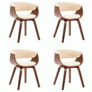 VidaXL Chaises à manger lot de 4 crème bois courbé et similicuir Modèle Grandeur - 278725