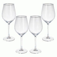 WellHome - Set de 4 verres à vin de 500ml en verre Ø6,3x23,2cm - transparent verre WH16786