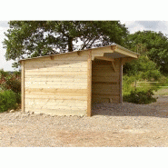 Abri de stockage / structure en bois / toiture en bacacier / bardage en bois / ancrage au sol avec platine