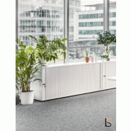 Armoire à rideaux basse en bois - MDD - Blanc pastel