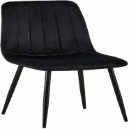 Décoshop26 - Chaise de salle à manger x1 coutures décoratives verticales assise en tissu velours noir pieds en métal noir 10_0002199 - noir métal