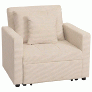 Décoshop26 - Fauteuil-lit lit d'appoint relaxation dossier réglable surface de couchage 197x100 cm tissu velours côtelé crème-beige 04_0006252 - Décoshop26 - Fauteuil-lit lit d'appoint relaxation dossier réglable surface de couchage 197x100 cm tissu velours côtelé crème-beige 04_0006252 -