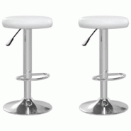 Décoshop26 - Lot de 2 tabourets de bar chaises hautes en PVC blanc et acier DEC029617 - blanc 3000257466298