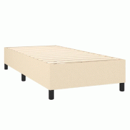 Décoshop26 - Sommier à lattes sur pieds cadre de lit 80x200 cm tissu crème TDL0207244 - beige 3001176988007