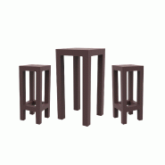Ensemble JUT table + 2 tabourets - grenat