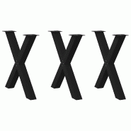 Helloshop26 - Lot de 3 pieds de table en forme de X réglables 70 x 73 cm design moderne salle à manger en acier noir 02_0057260 - noir acier 3000239