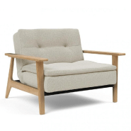 INNOVATION LIVING  FAUTEUIL DESIGN DUBLEXO FREJ MIXED DANCE NATURAL CONVERTIBLE LIT 90*115 CM PIÉTEMENT CHÊNE CLAIR