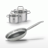 Lot Poêle 24 cm et 2 Faitouts 16/12 cm Elo Relief Solution - gris 3176239958782