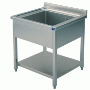 Plonge inox avec 1 bac sur piètement et étagère inférieure 800x700 mm - PGLA0008