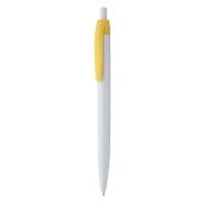 Stylo à bille en plastique - corps blanc, clip coloré - encre bleue Stylo à bille en plastique - corps blanc, clip coloré - encre bleue