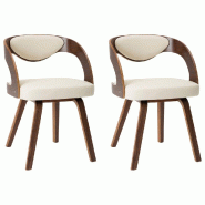 VidaXL Chaises à manger lot de 2 crème bois courbé et similicuir Modèle Nova Essence - 283102